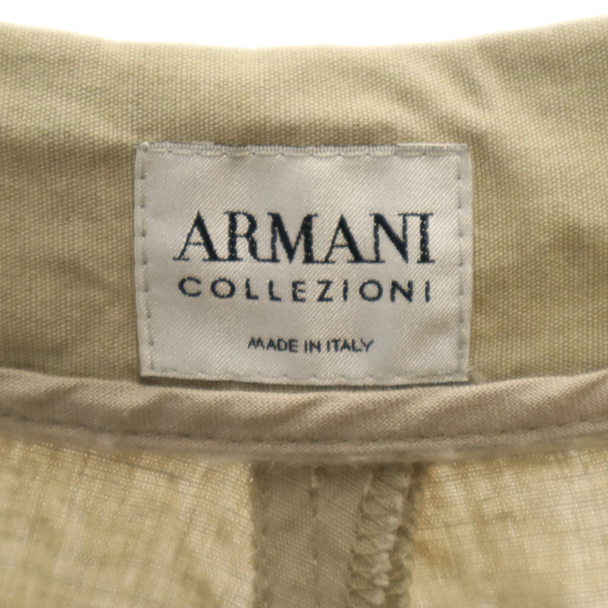 ARMANI COLLEZIONI アルマーニコレッツォーニ イタリア製 リネンブレンド ワイドパンツ 46 ベージュ メンズ