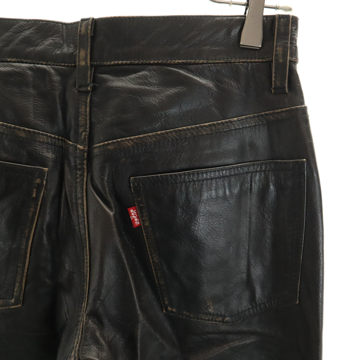 Levi's リーバイス 牛革 レザーパンツ W28 ダークブラウン レディース