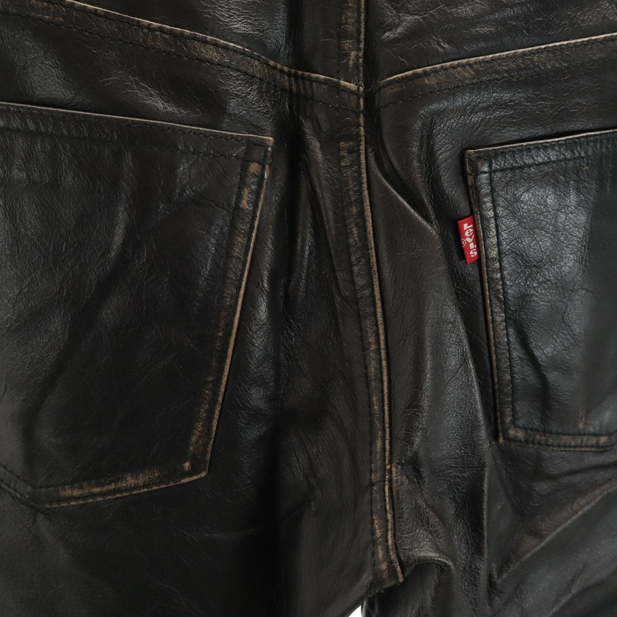 Levi's リーバイス 牛革 レザーパンツ W28 ダークブラウン レディース