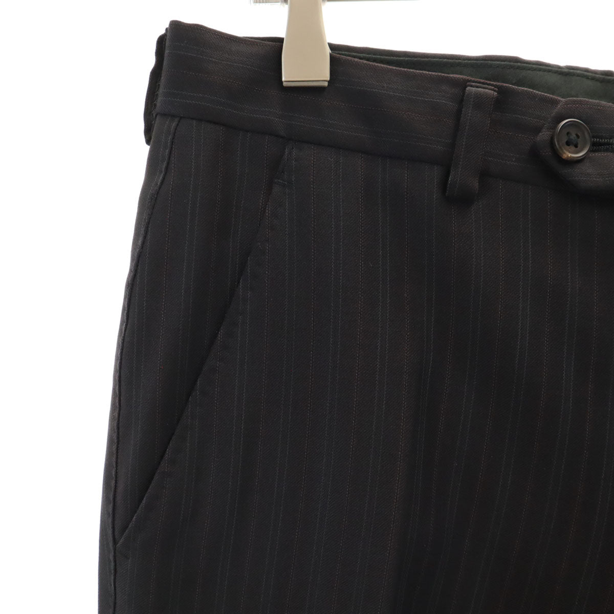 Paul Smith LONDON ポールスミスロンドン 日本製 ストライプ柄 スラックスパンツ S チャコールブラック メンズ