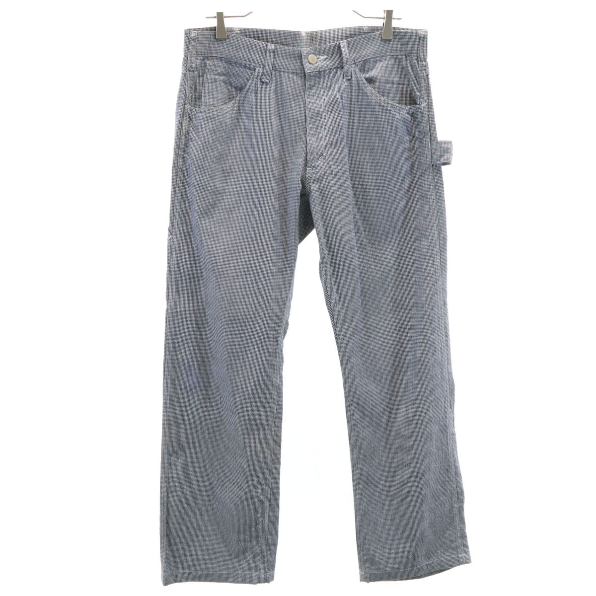 COMME des GARCONS HOMME コムデギャルソンオム 2008年 日本製 ハウンドトゥース柄 ペインターパンツ M ネイビー 千鳥格子 メンズ