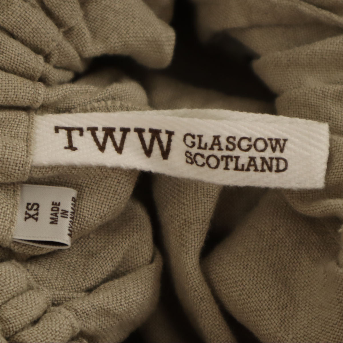 Traditional Weatherwear トラディショナルウェザーウェア リネン サイドボタン ワイドパンツ XS ベージュ TWW GLASGOW SCOTLAND レディース