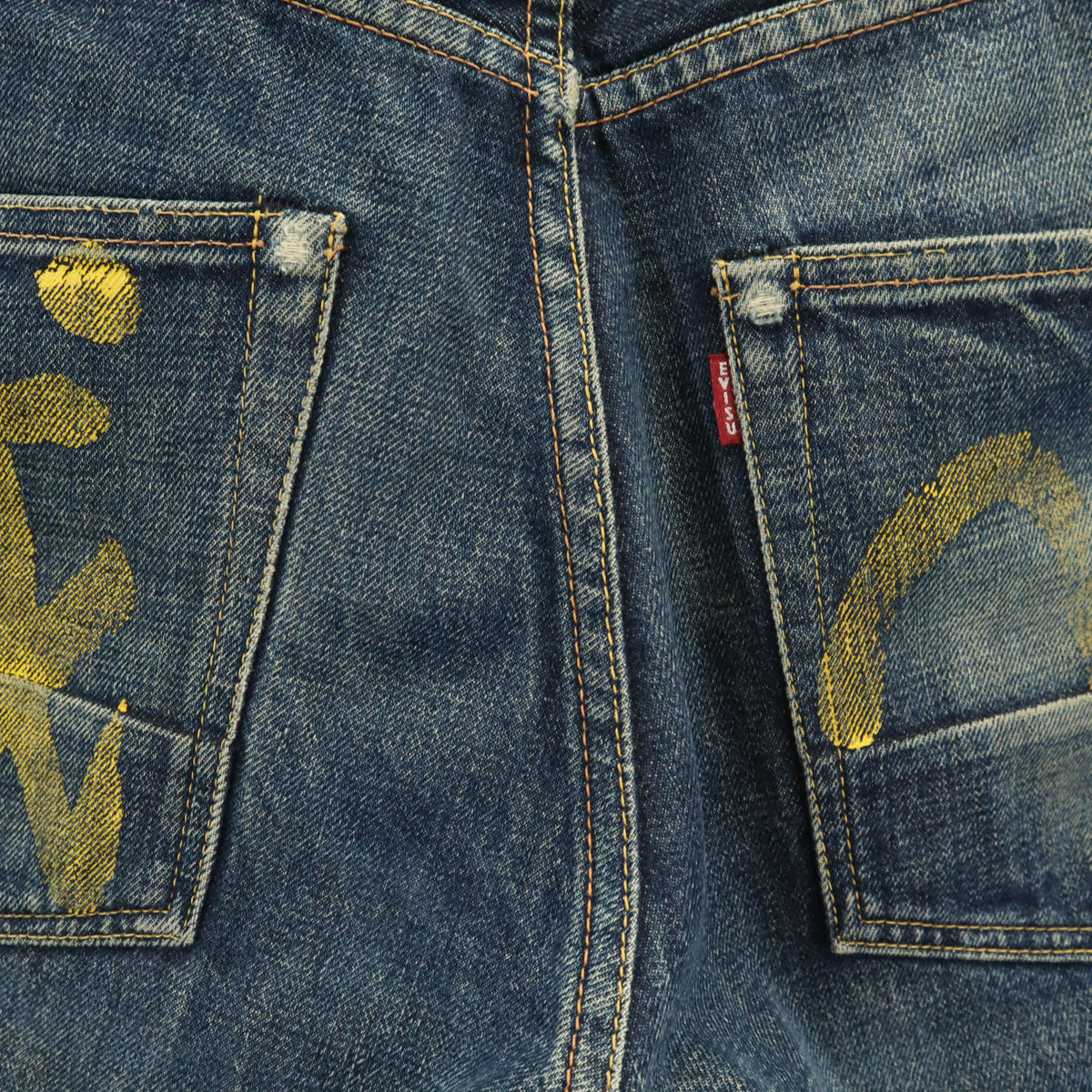 EVISU エヴィス 日本製 No.2 戎 カモメ ペイント デニムパンツ W32 ウォッシュブルー ジーンズ メンズ