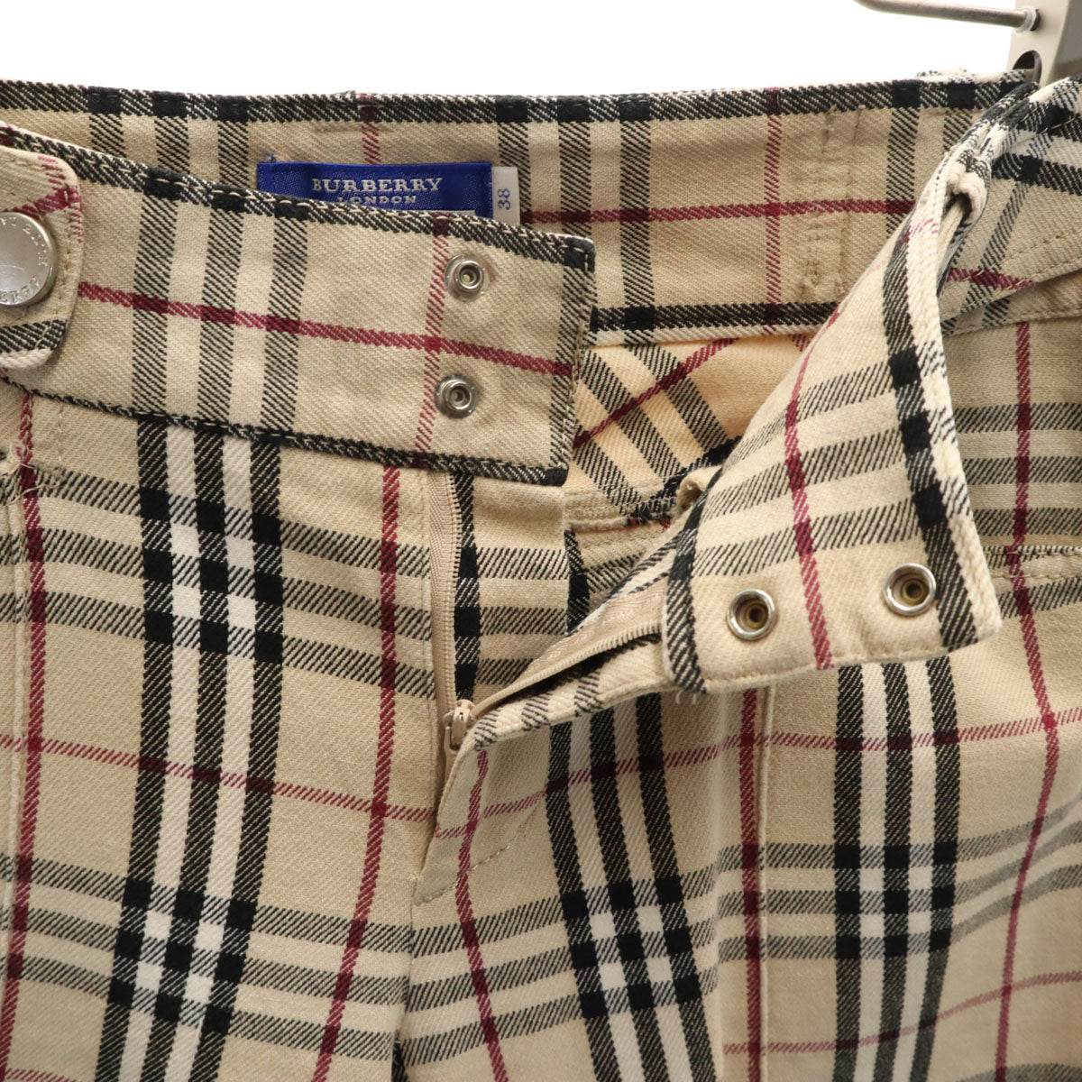 BURBERRY LONDON BLUE LABEL バーバリー ロンドン ブルーレーベル 日本製 ノバチェック ブーツカットパンツ 38 ベージュ 三陽商会 レディース