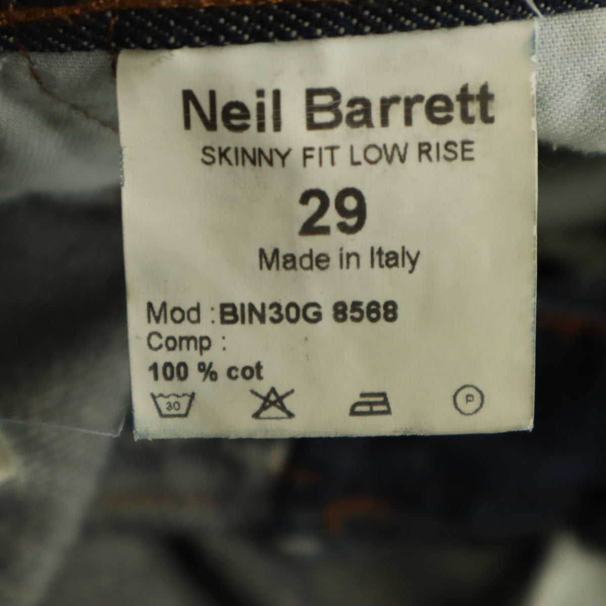 NEIL BARRETT ニールバレット イタリア製 ローライズ スキニーデニムパンツ W29 インディゴ ジーンズ ペインター メンズ