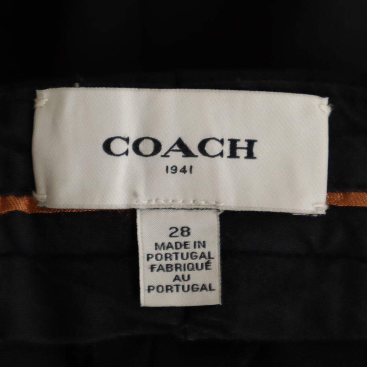 COACH コーチ ポルトガル製 スラックスパンツ W28 ブラック 97082U メンズ