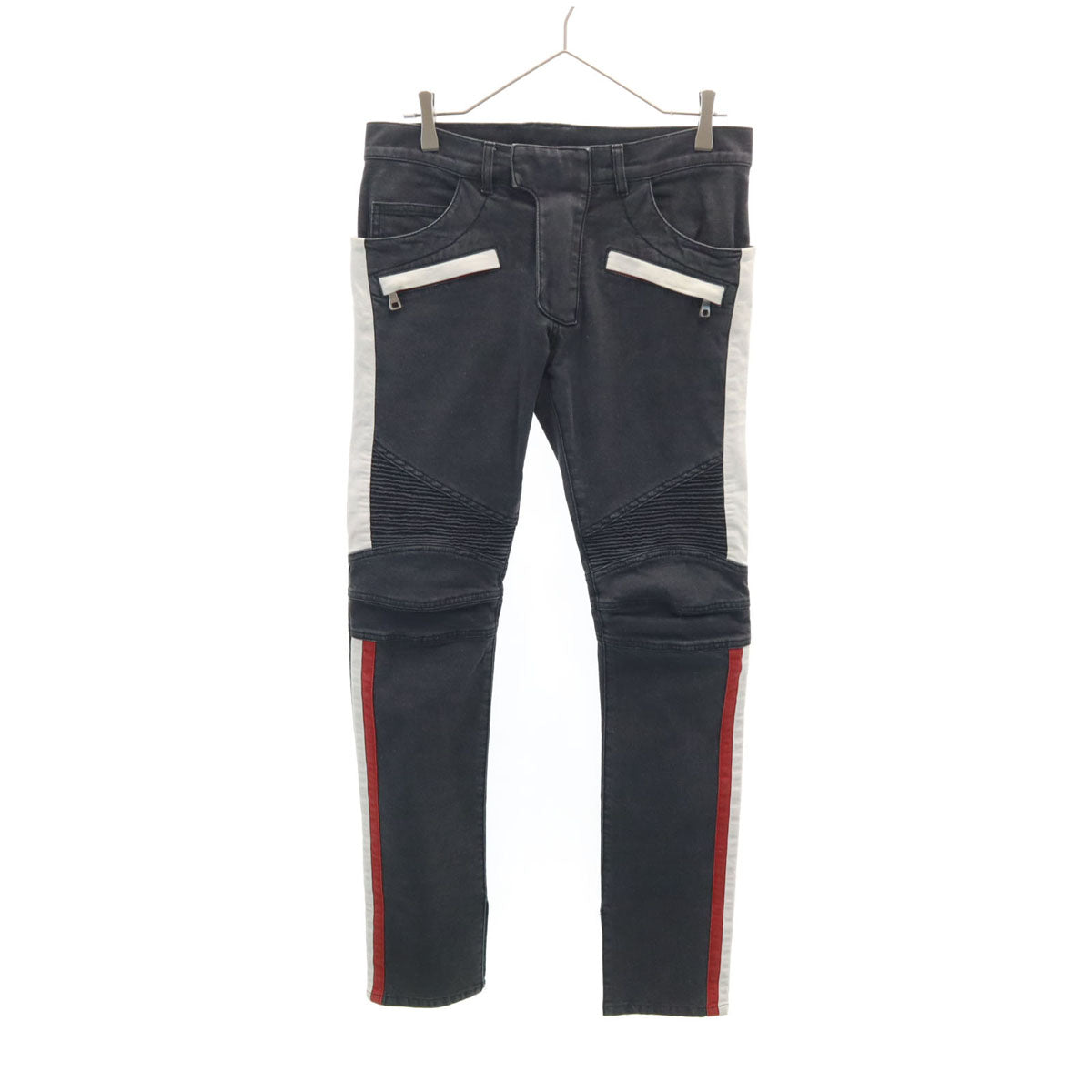 BALMAIN バルマン イタリア製 バイカー デニムパンツ W28 チャコール ジーンズ メンズ