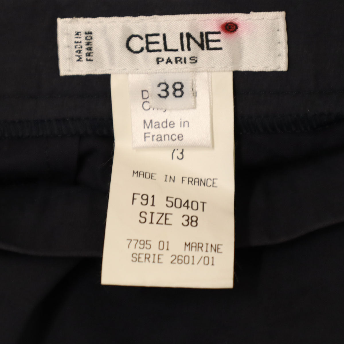 CELINE セリーヌ フランス製 アンクルパンツ 38 ネイビー レディース