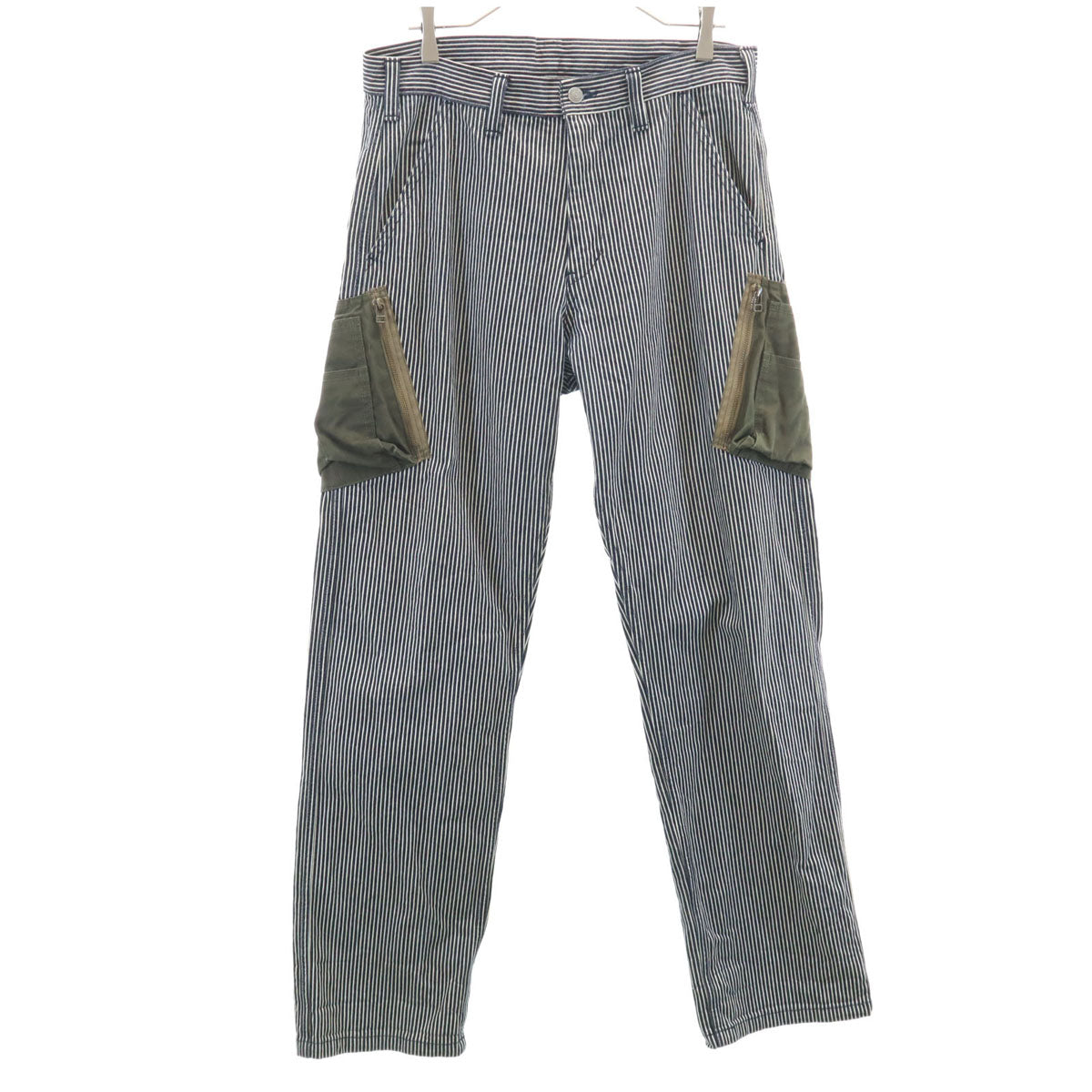 KOJIMA GENES OVER ALLS 児島ジーンズ 日本製 ヒッコリーデニム カーゴパンツ W34 ネイビー メンズ