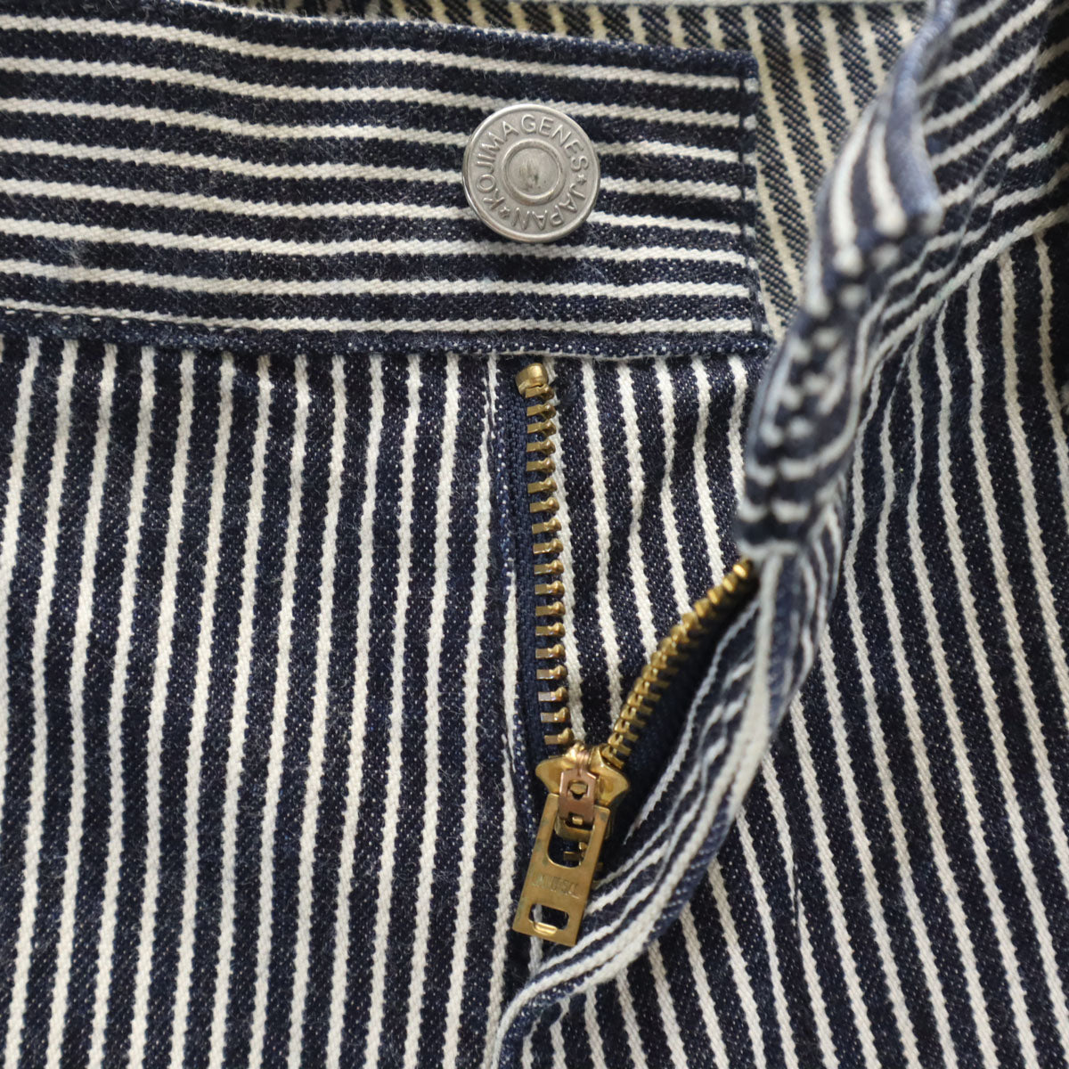 KOJIMA GENES OVER ALLS 児島ジーンズ 日本製 ヒッコリーデニム カーゴパンツ W34 ネイビー メンズ