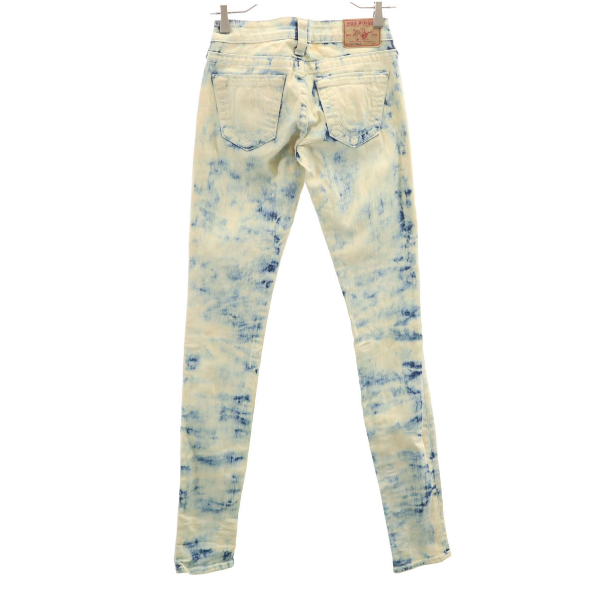 TRUE RELIGION トゥルーレリジョン クラッシュ加工 スキニーデニムパンツ W24 生成り ジーンズ ケミカル レディース