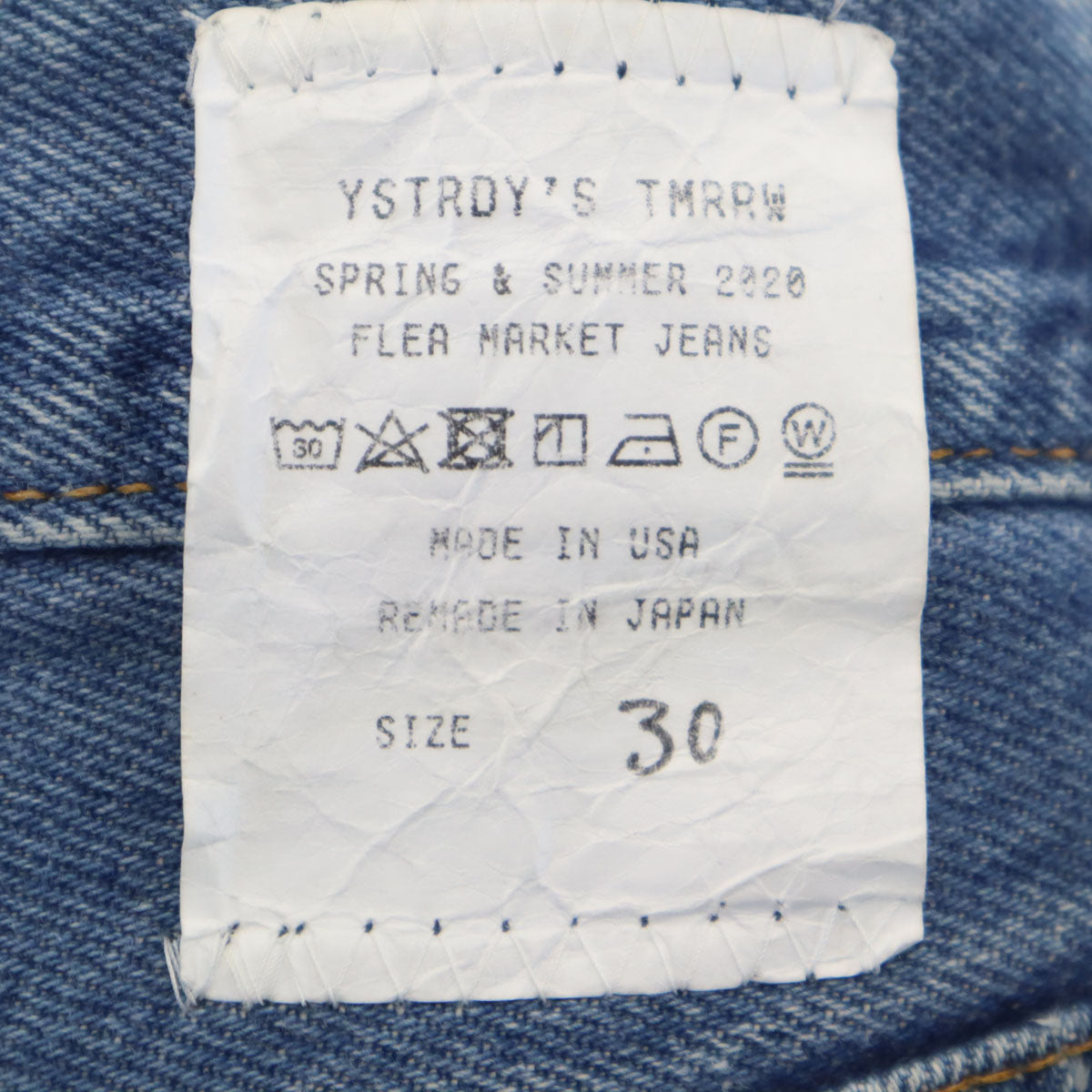 YSTRDY'S TMRRW イエスタデイズトゥモロウ デニムパンツ W30 ジーンズ ボタンフライ メンズ