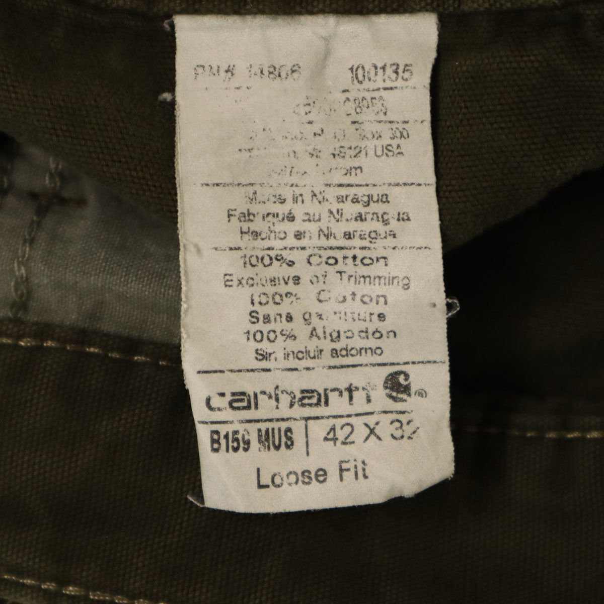 Carhartt カーハート B159 ペインターパンツ W42 カーキ ワーク ビッグサイズ メンズ