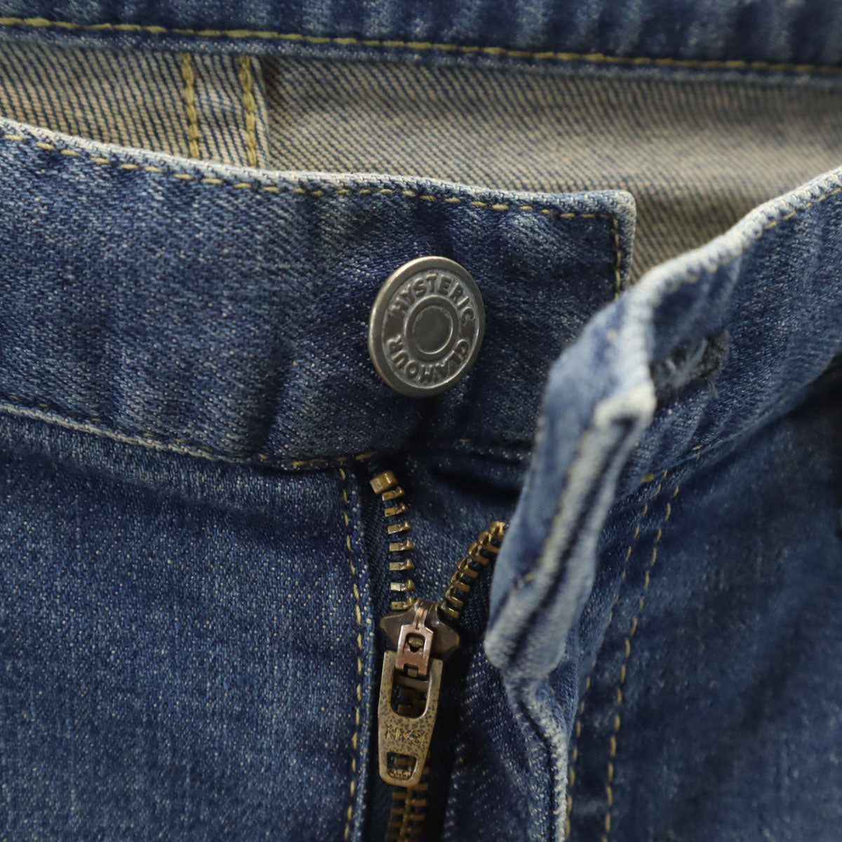 HYSTERIC GLAMOUR ヒステリックグラマー 日本製 ヴィンテージ加工 テーパードデニムパンツ W34 ウォッシュブルー ジーンズ メンズ