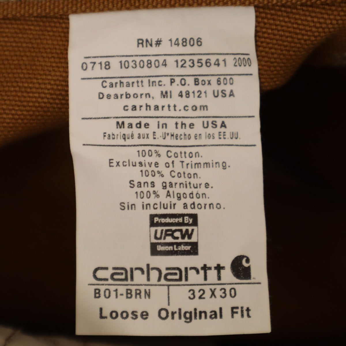 Carhartt カーハート USA製 B01 ダブルニー ダック ペインターパンツ W32 ブラウン メンズ