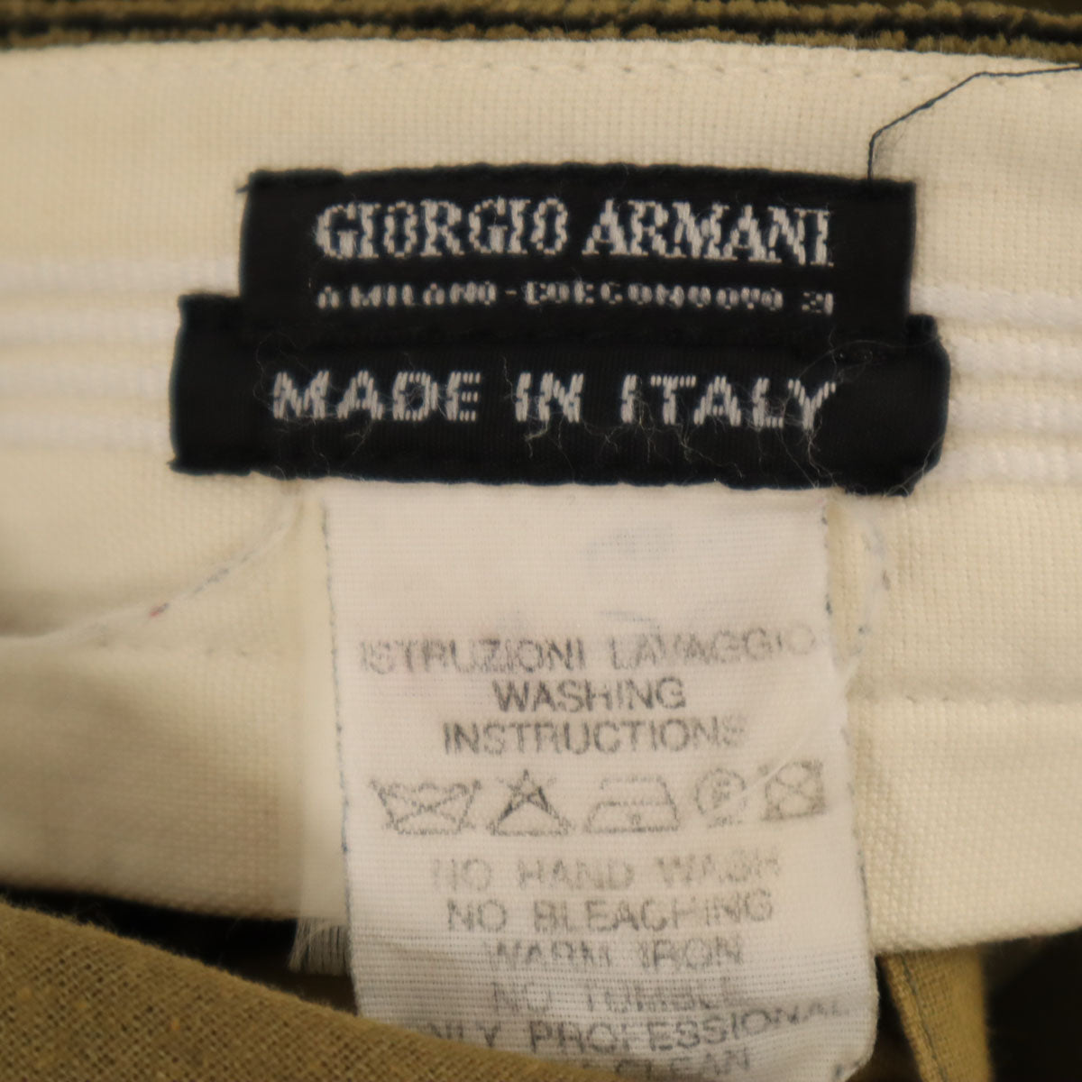 GIORGIO ARMANI ジョルジオアルマーニ 90s イタリア製 オールド コーデュロイパンツ オリーブ系 メンズ