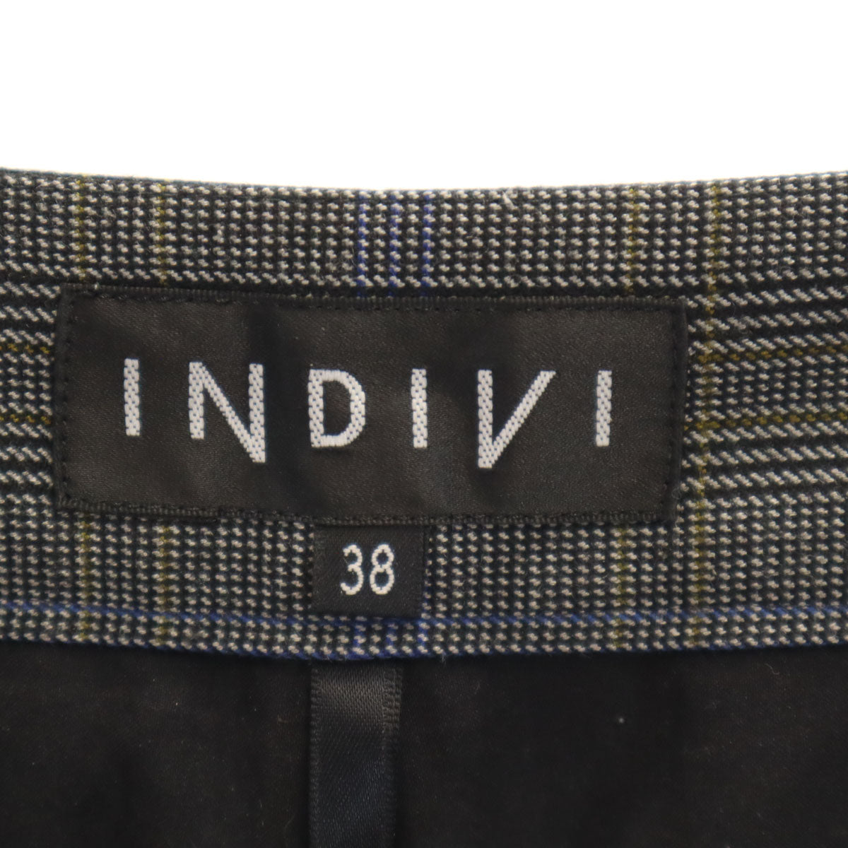 INDIVI インディヴィ 日本製 グレンチェック パンツ 38 レディース