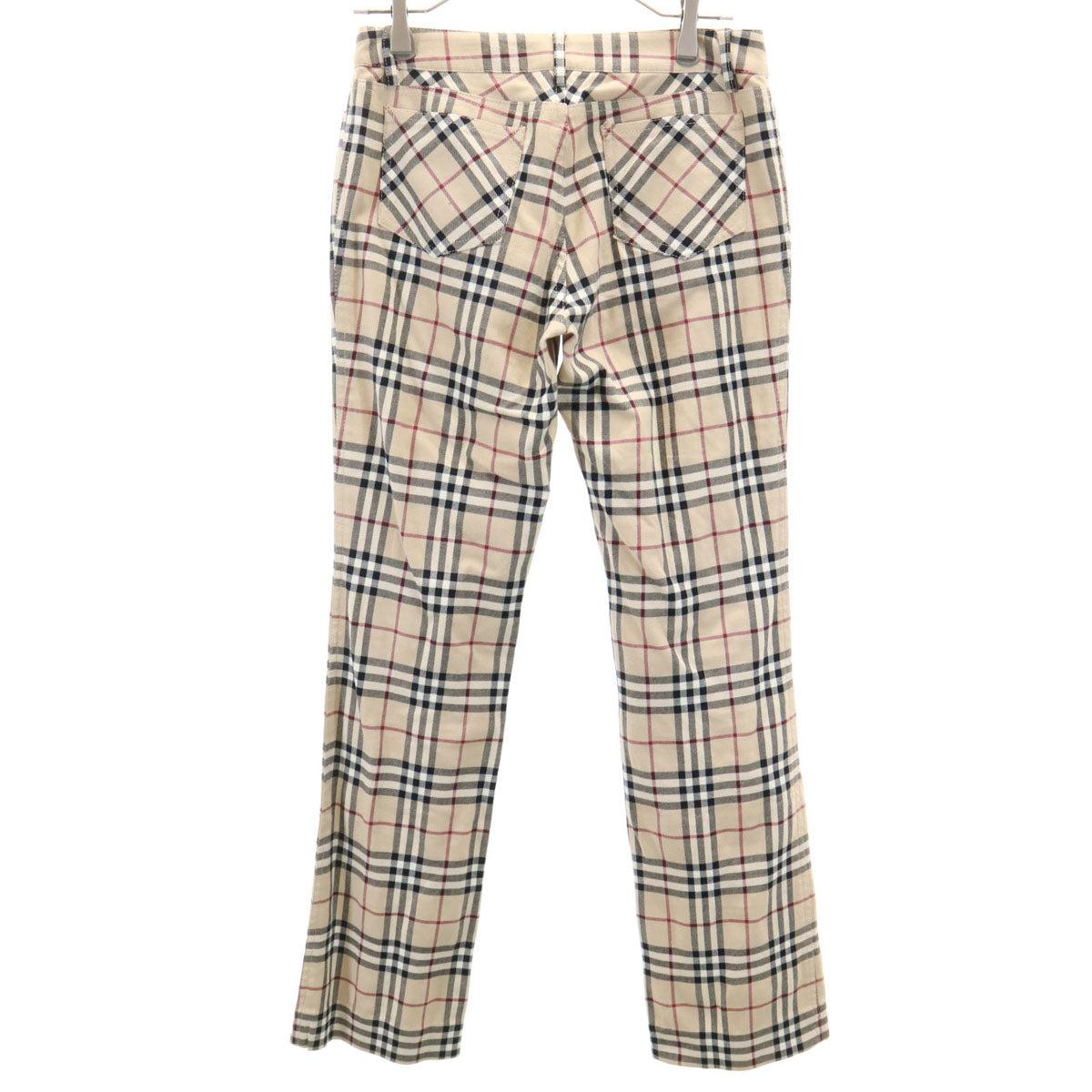 美品 BURBERRY LONDON BLUE LABEL バーバリー ロンドン ブルーレーベル 日本製 チェック柄 ロングパンツ 38 ベージュ 三陽商会 レディース