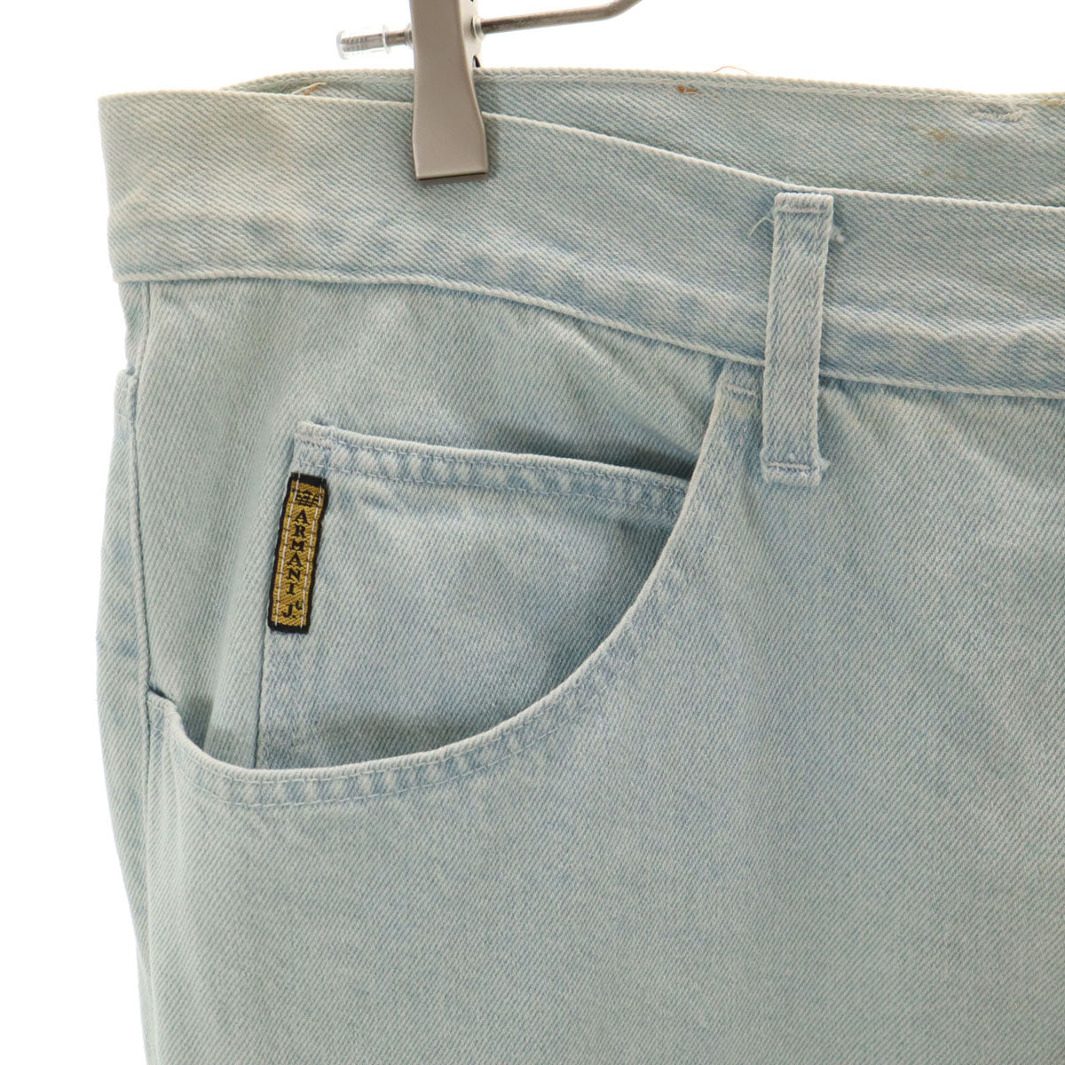 ARMANI JEANS アルマーニジーンズ 90s イタリア製 オールド テーパードデニムパンツ W38 アイスブルー メンズ
