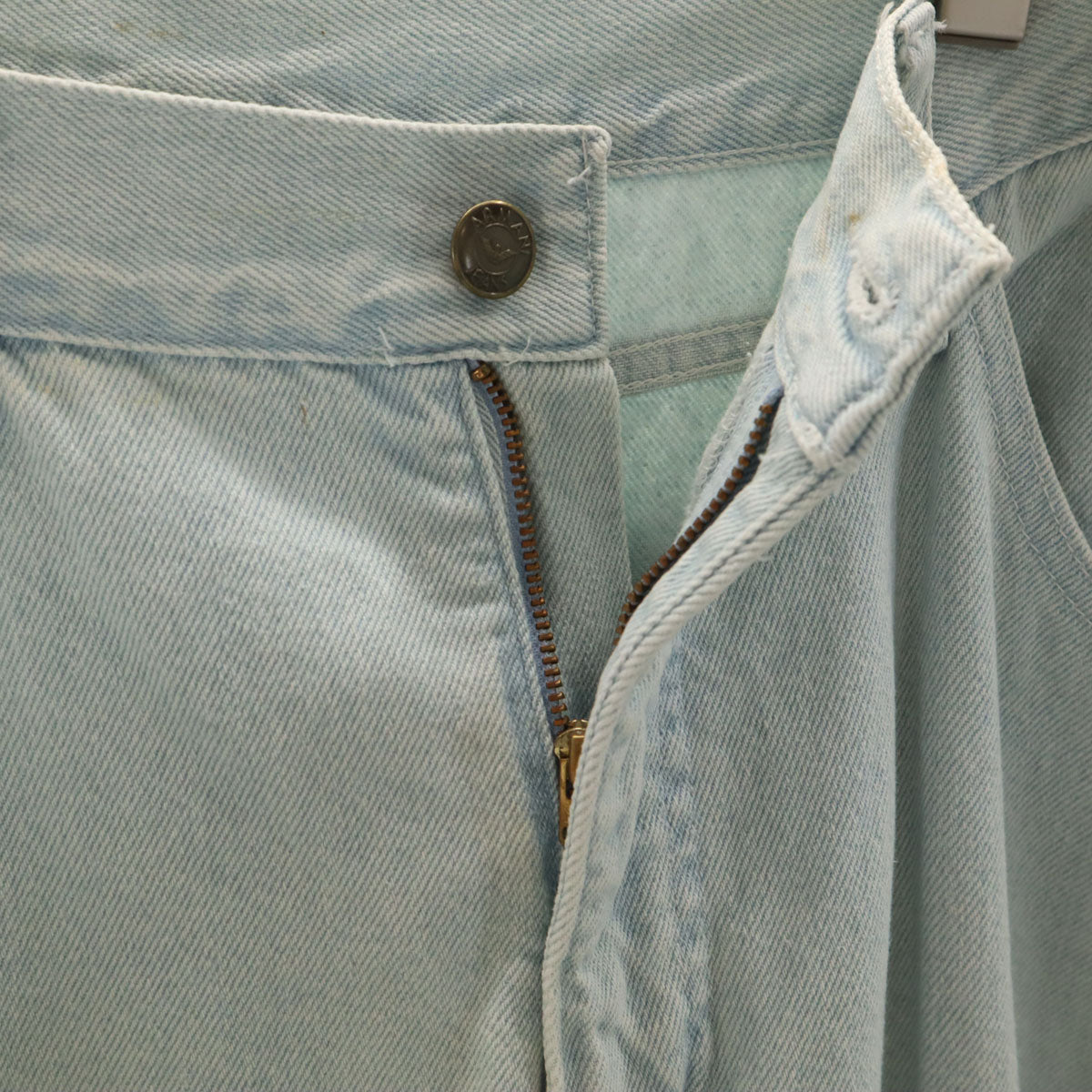 ARMANI JEANS アルマーニジーンズ 90s イタリア製 オールド テーパードデニムパンツ W38 アイスブルー メンズ