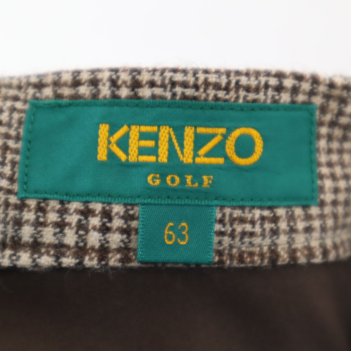 KENZO GOLF ケンゾーゴルフ 90s 日本製 オールド グレンチェック スラックスパンツ 63 ベージュ レディース