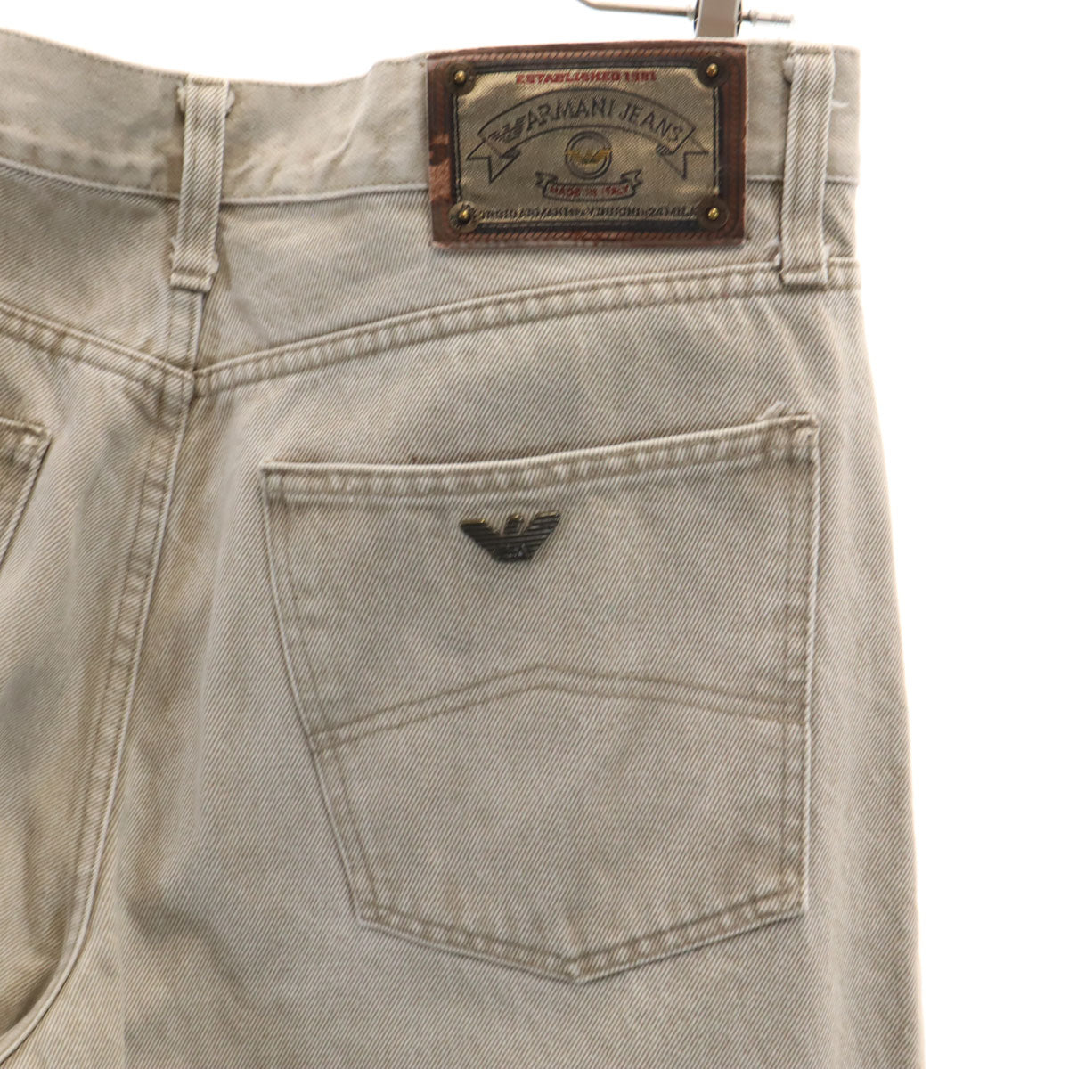 ARMANI JEANS アルマーニジーンズ 90s イタリア製 オールド テーパードデニムパンツ W36 ベージュ ジーンズ メンズ