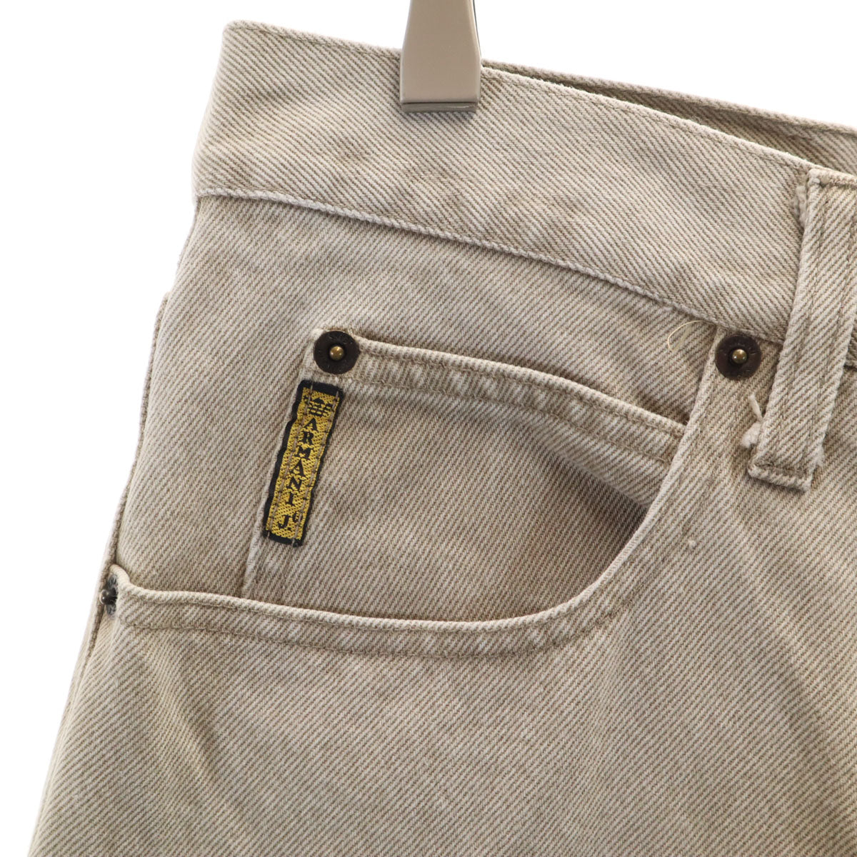 ARMANI JEANS アルマーニジーンズ 90s イタリア製 オールド テーパードデニムパンツ W36 ベージュ ジーンズ メンズ