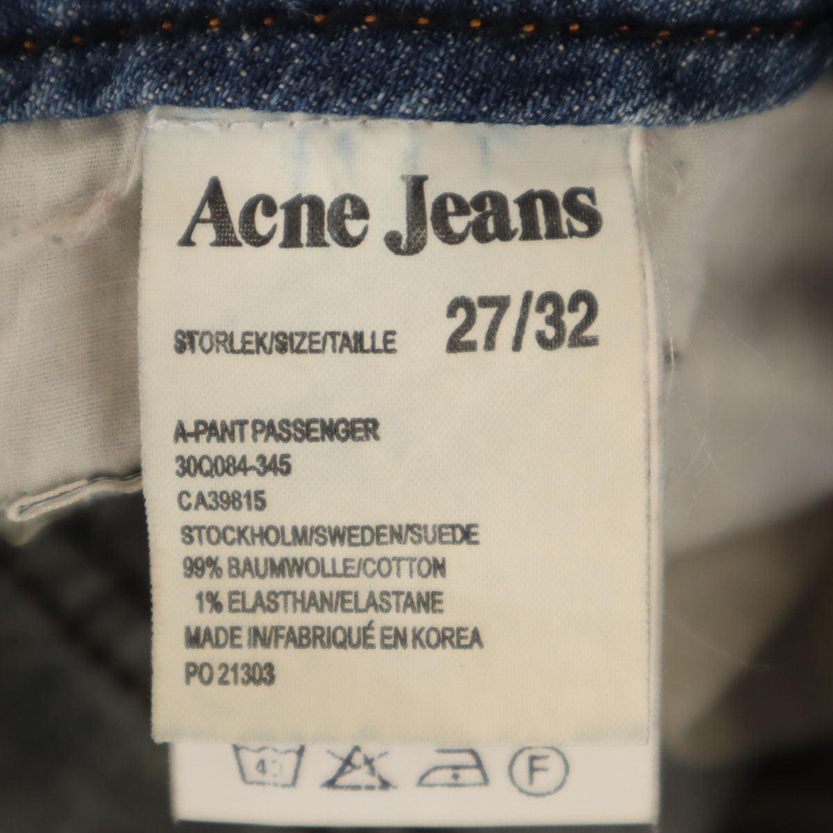 Acne Jeans アクネジーンズ デニムパンツ 27/32 ブルー ジーンズ レディース
