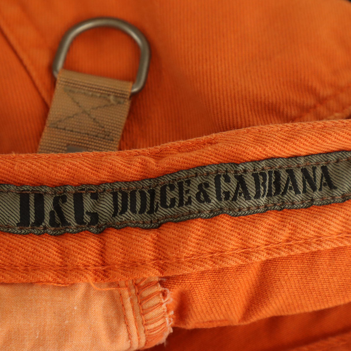 D&G DOLCE&GABBANA ディーアンドジー ドルチェアンドガッバーナ イタリア製 クラッシュ加工 ストレートパンツ オレンジ レディース