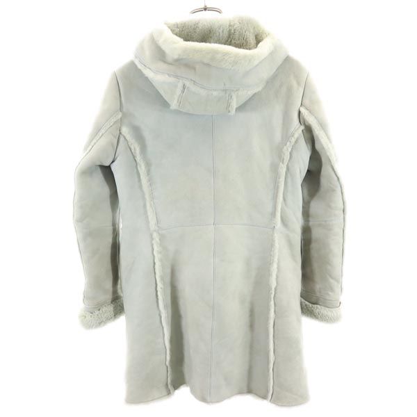 HYSTERIC ヒステリック 長袖 ムートン レザーコート FREE ブルー 羊毛皮 裏ファー フード レディース