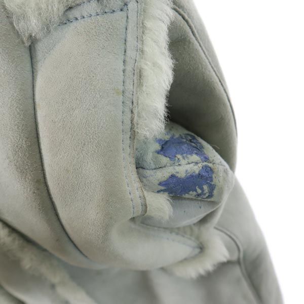 HYSTERIC ヒステリック 長袖 ムートン レザーコート FREE ブルー 羊毛皮 裏ファー フード レディース