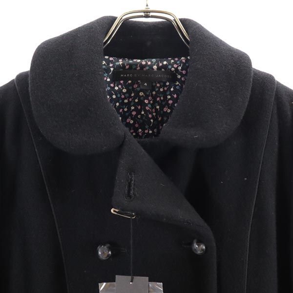 未使用 MARC BY MARC JACOBS マークバイマークジェイコブス ウールブレンド ピーコート 4 ブラック レディース