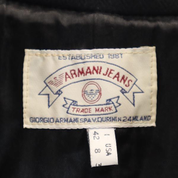 ARMANI JEANS アルマーニジーンズ イタリア製 ウールブレンド チェスターコート USA8 黒 レディース