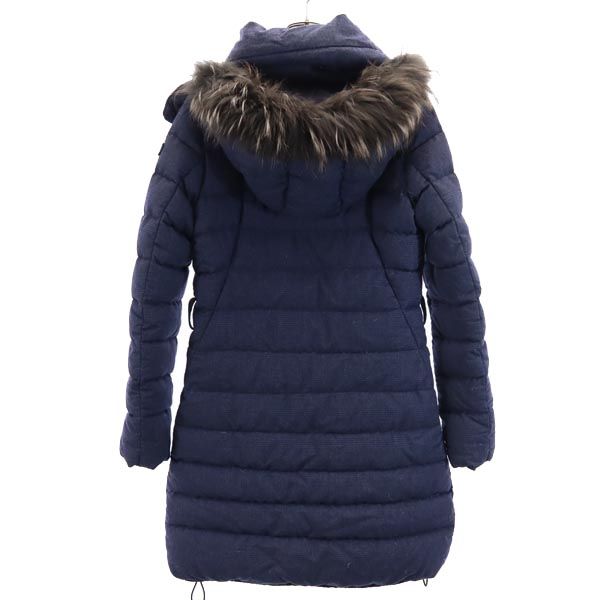 TATRAS タトラス ウールブレンド チェック柄 リアルファー付き ダウンコート 2 ネイビー レディース