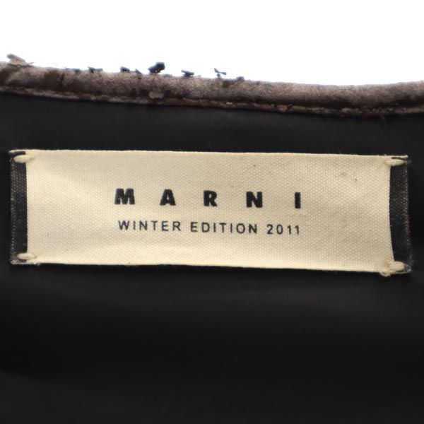 MARNI マルニ フェザー ダウンコート 44 ネイビー系 袖切替 レディース