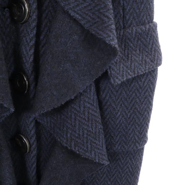 DIANE VON FURSTENBERG ダイアンフォンファステンバーグ フリル ロング コート S ネイビー レディース