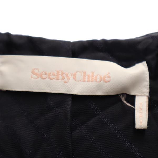 シーバイクロエ ボーダー ウールブレンド ダッフルコート 34 ネイビー系 SEE BY CHLOE レディース