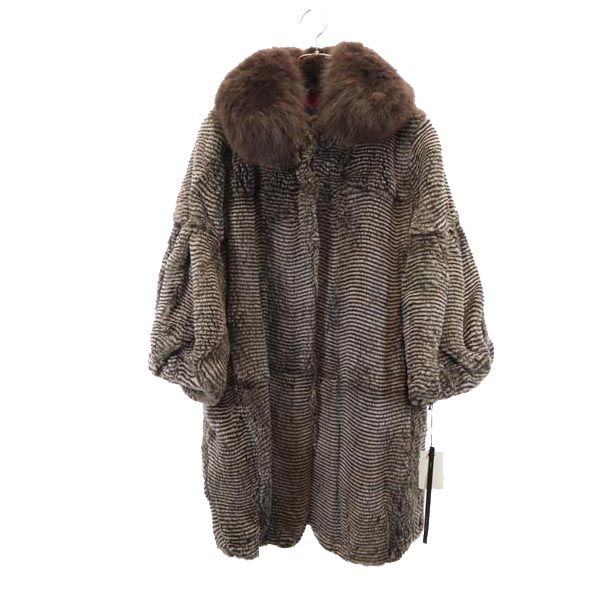 未使用 Sov. ソブ ラビットファー 毛皮コート ブラウン系 レディース