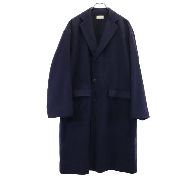 FACTOTUM ファクトタム シルクウールブレンド チェスターコート 44 ネイビー系 日本製 衣装カバー付き メンズ