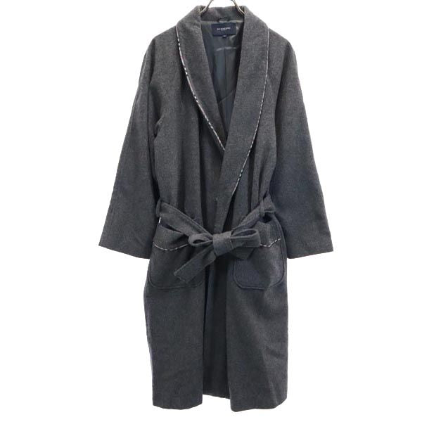 BURBERRY バーバリー 日本製 ウール100% 長袖 ガウン M グレー系 ルームウェア メンズ