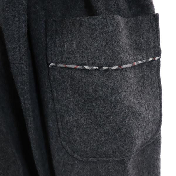 BURBERRY バーバリー 日本製 ウール100% 長袖 ガウン M グレー系 ルームウェア メンズ