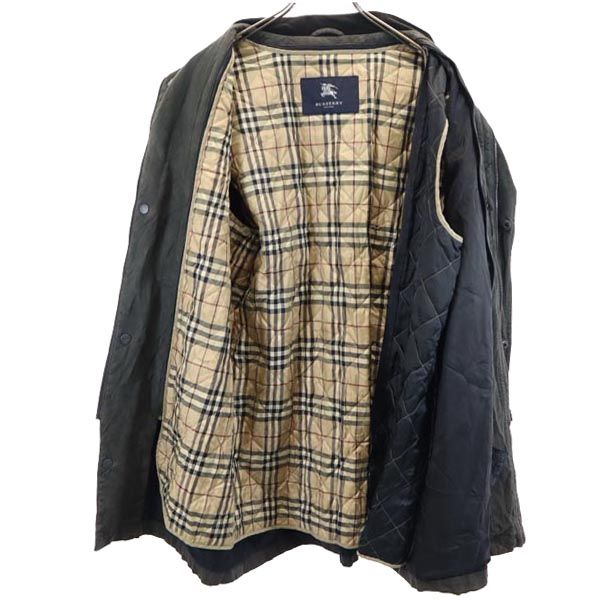 BURBERRY バーバリー 三陽商会 日本製 フェイクレザー ライナー付き コート L 黒 裏キルティング メンズ