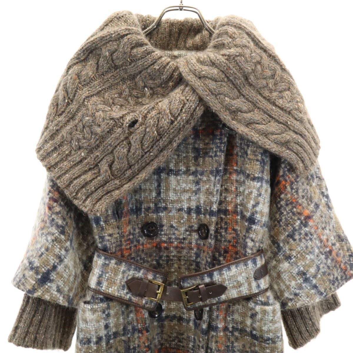 SPORTMAX スポーツマックス チェック柄 ウールブレンド ロングコート 36 ベージュ系 レディース