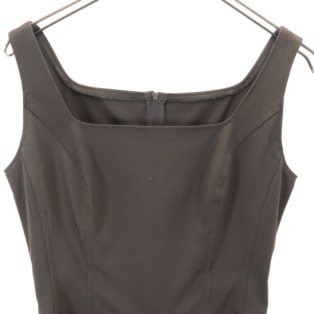 FOXEY NEW YORK フォクシーニューヨーク 日本製 ノースリーブ ワンピース 40 ブラウン バックジップ レディース