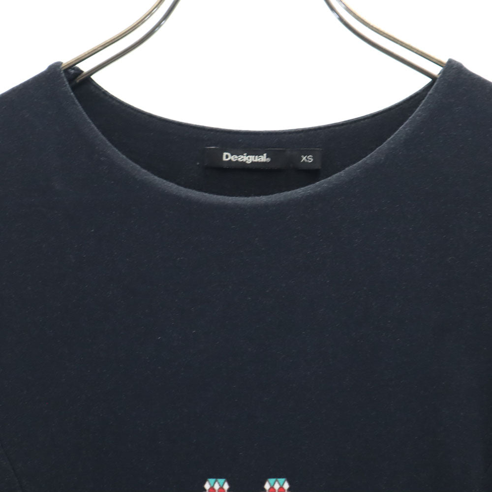 Desigual デシグアル 半袖 膝丈ワンピース XS ネイビー系 レディース