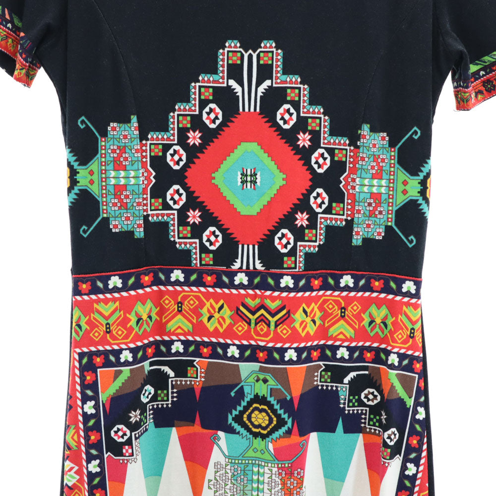 Desigual デシグアル 半袖 膝丈ワンピース XS ネイビー系 レディース