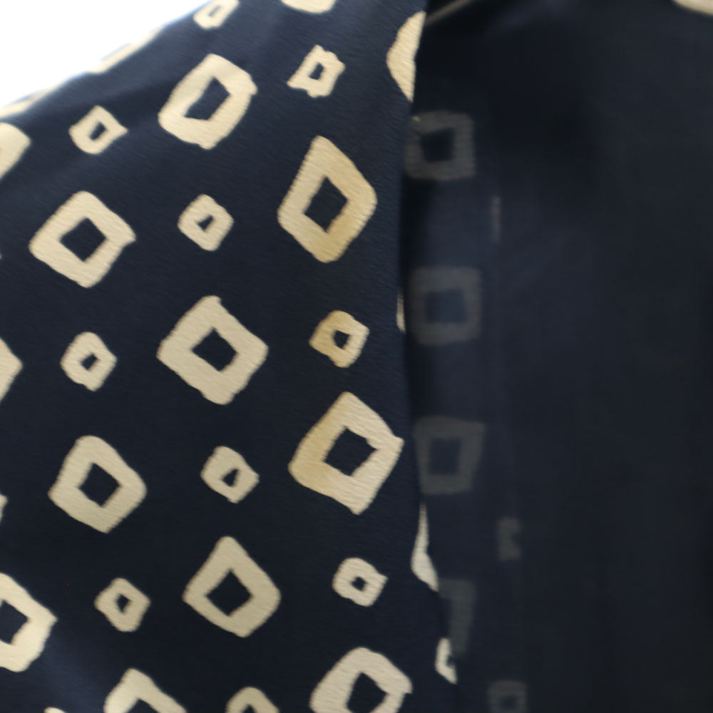 ジバンシィ 90s 日本製 シルク100% オールド 総柄 5分袖 シャツワンピース 15 ネイビー系 GIVENCHY レディース