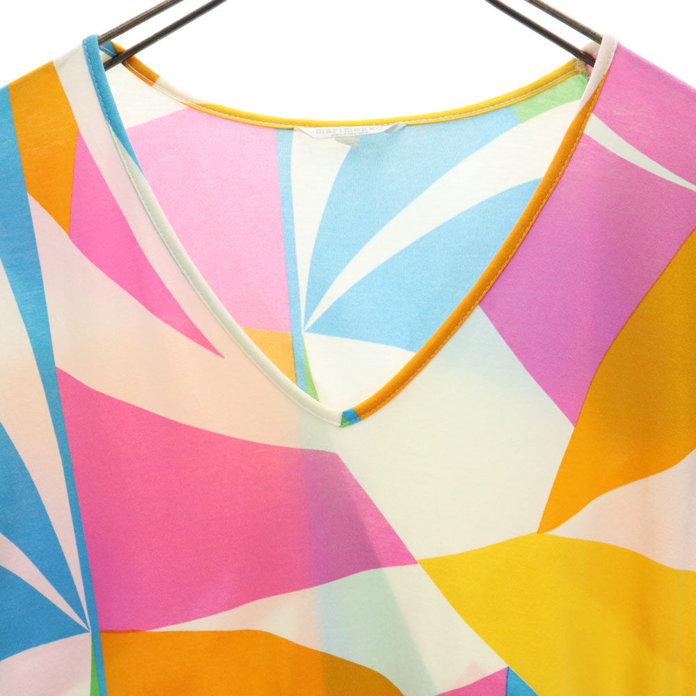 Marimekko MIKA PIIRAINEN マリメッコ ミカピーライネン 半袖 ロングワンピース XS レディース