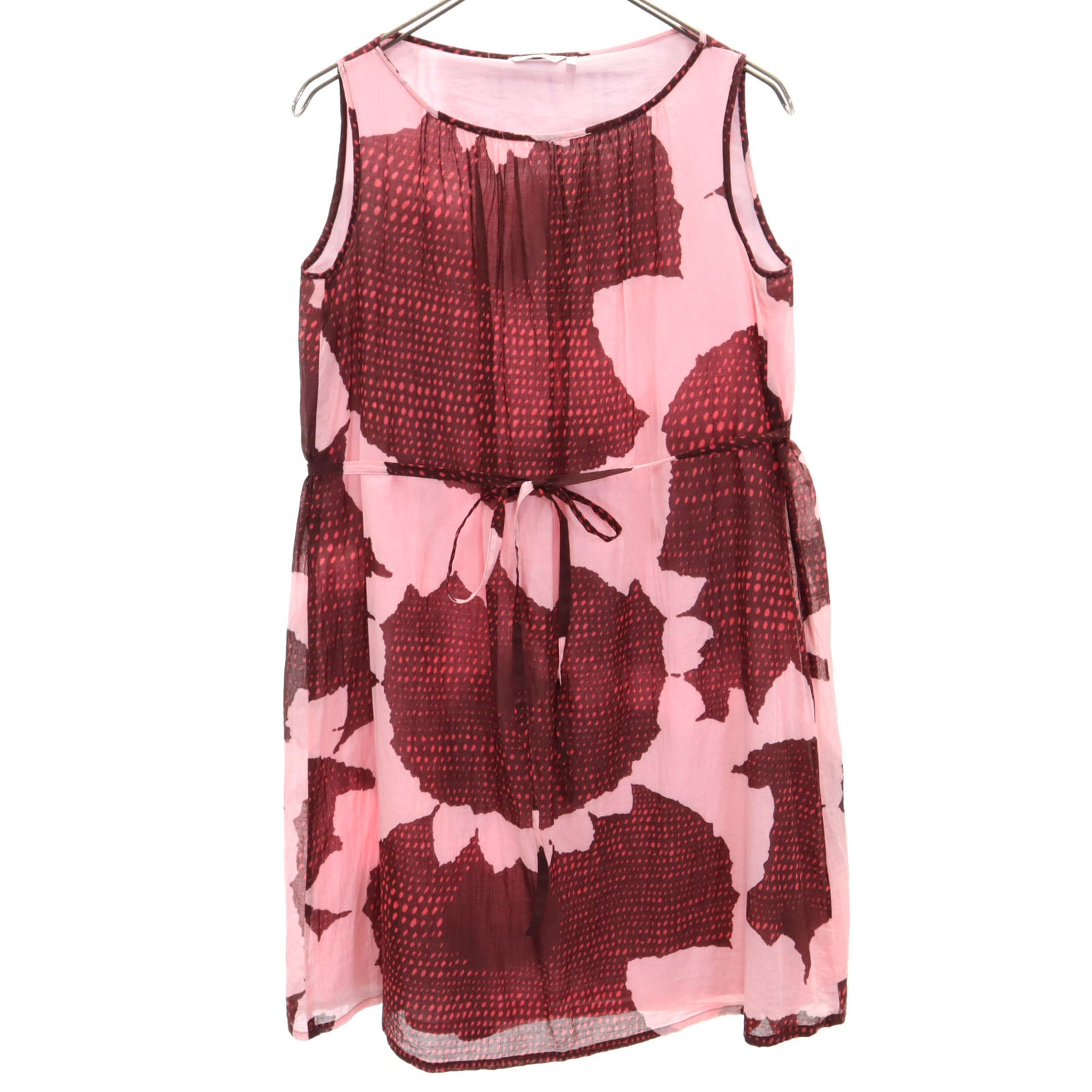 marimekko マリメッコ ノースリーブ 膝丈ワンピース XS ピンク系 レディース
