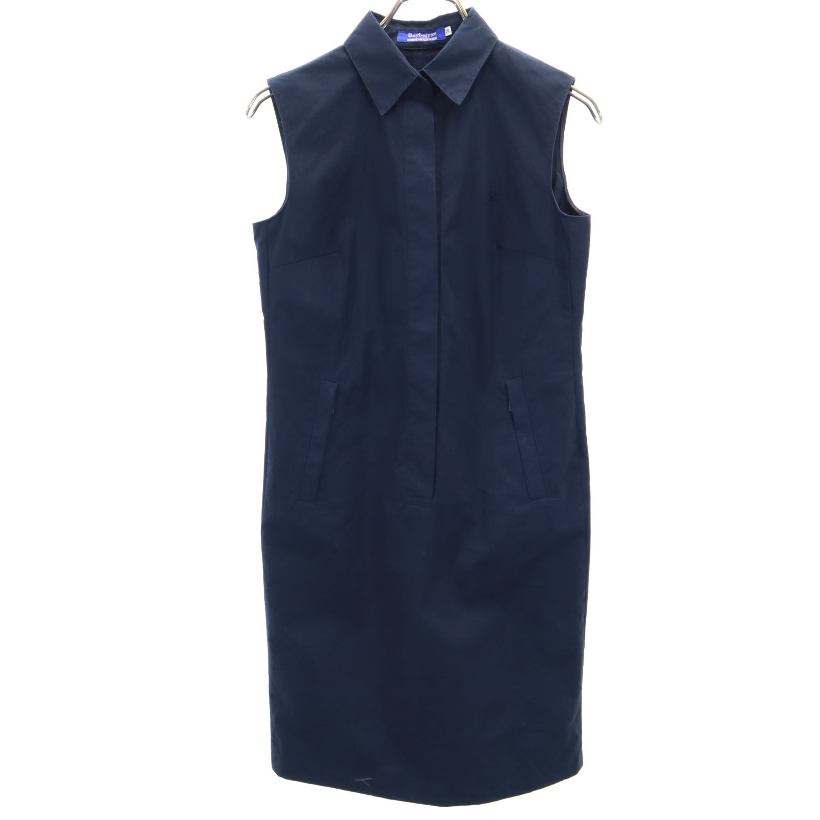 Burberrys Blue label バーバリーズブルーレーベル 90s 三陽商会 ノースリーブ 膝丈ワンピース 38 ネイビー レディース